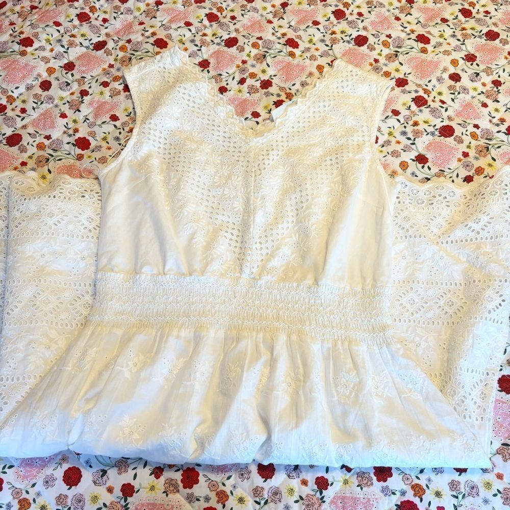 Roller Rabbit Elegant White Eyelet midi dress